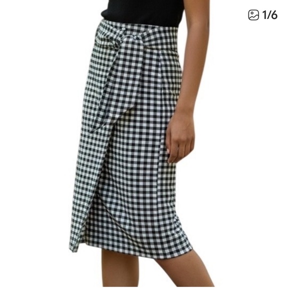 Anthropologie Black and White Gingham Pencil Skirt - Picture 2 of 6